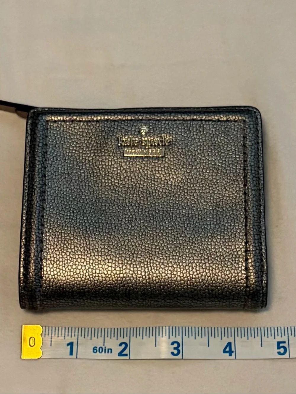 kate spade Metallic Gunmetal Zip Bifold Wallet